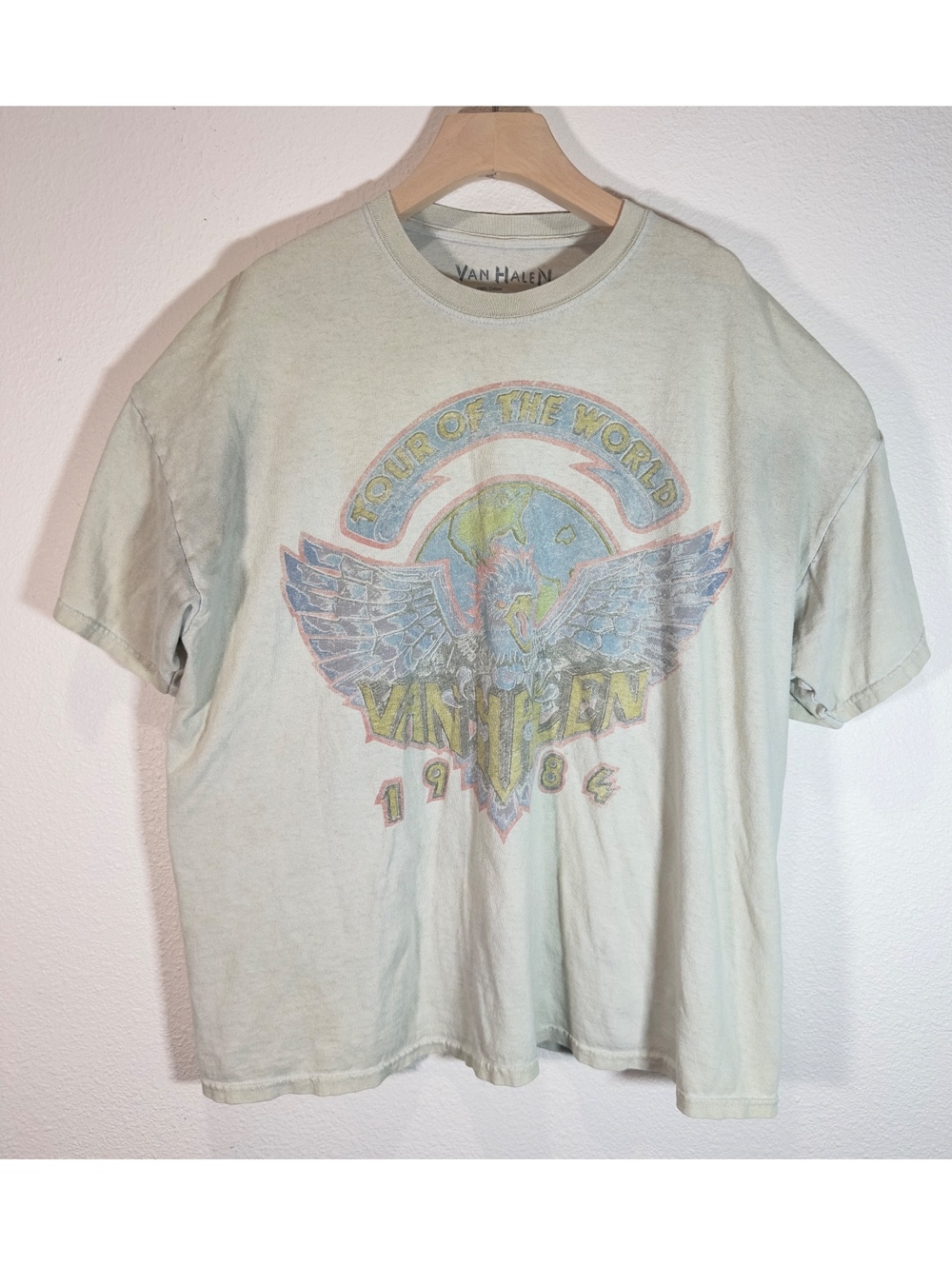 Van Halen 1984 Tour of the World T-Shirt S/M Oversized Faded Band Tee